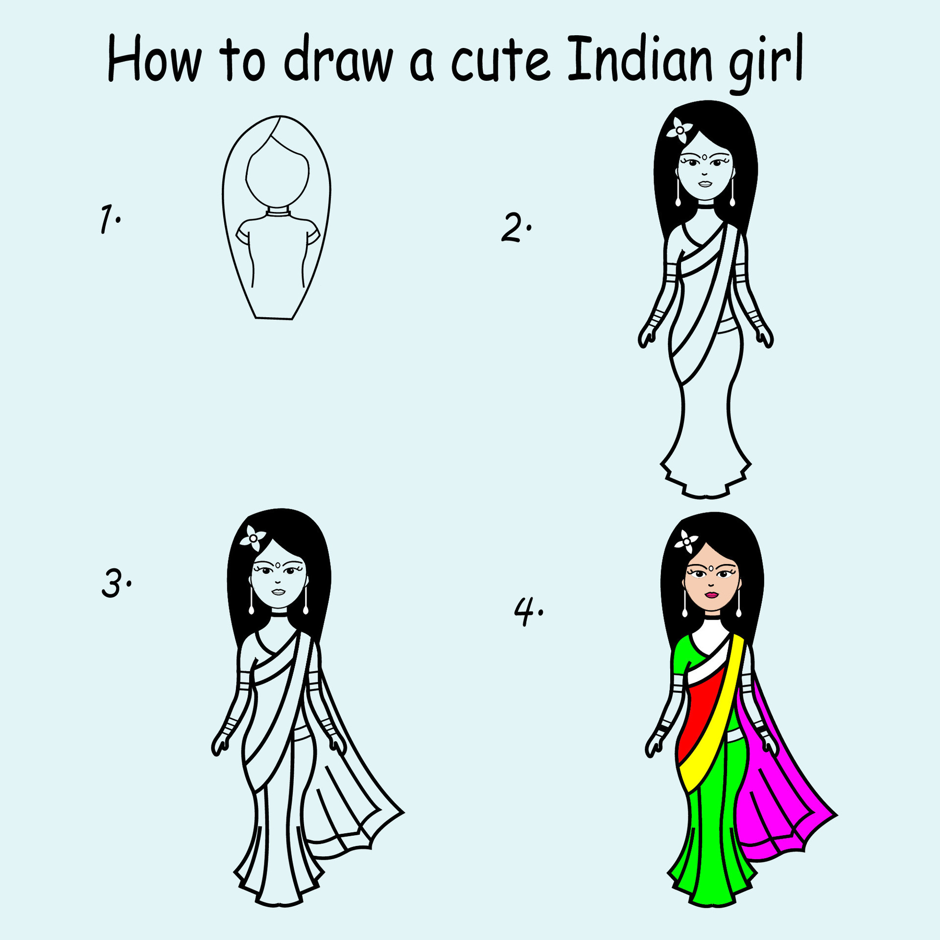 How To Draw A Cute Girl - Easy Step By Step Guide For Kids & Beginners-saigonsouth.com.vn