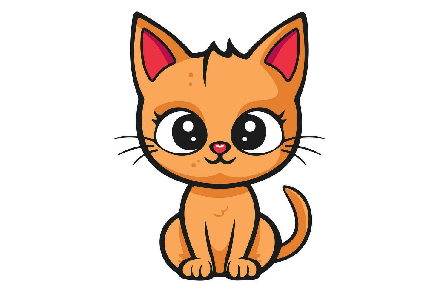 Cute cat clipart, vector illustration. Cartoon kitten icon and logo. Fun kitty sticker, design element, trendy print image.