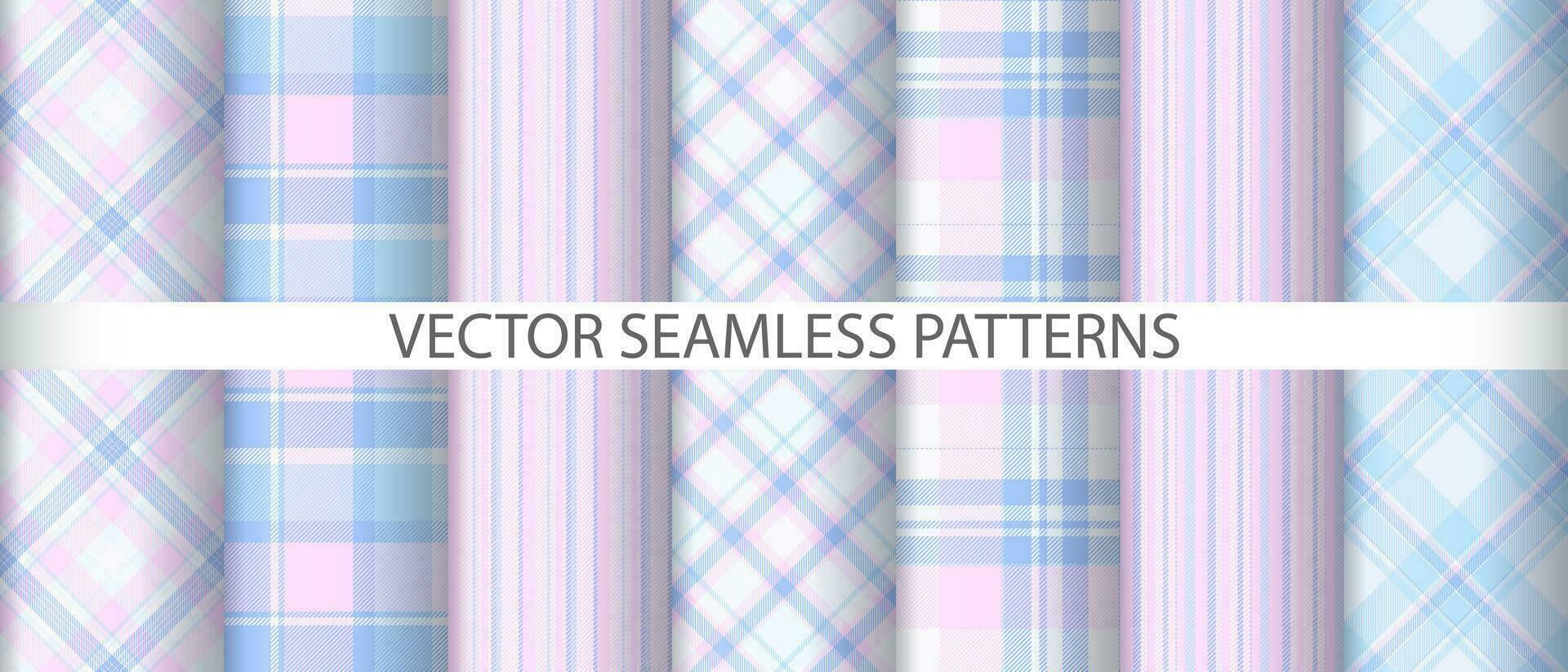 Set tartan textile plaid. Seamless pattern background. Texture fabric check vector. vector