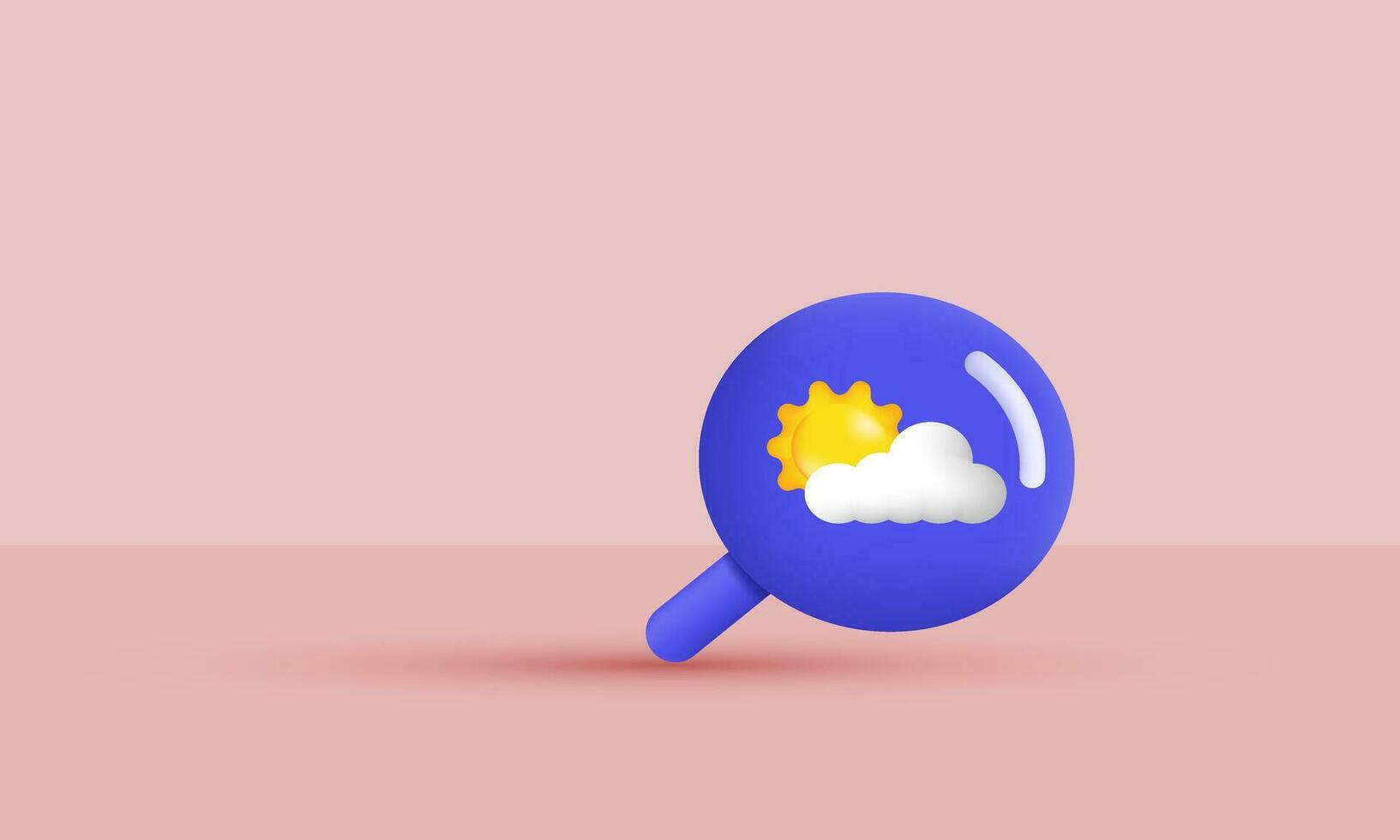 3d magnifying glass weather report icon illustration vector trendy symbols isolated on background