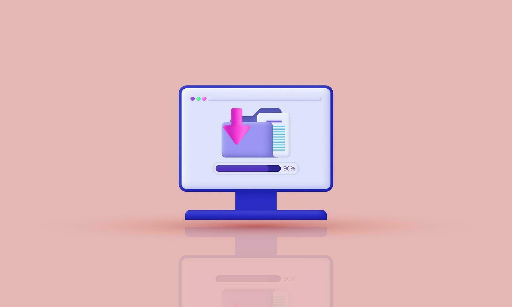 3d rendering download folder icon illustration vector trendy symbols isolated on background