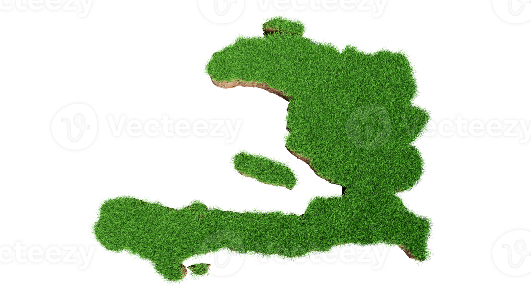 Haiti Map Grass and ground texture 3d illustration png