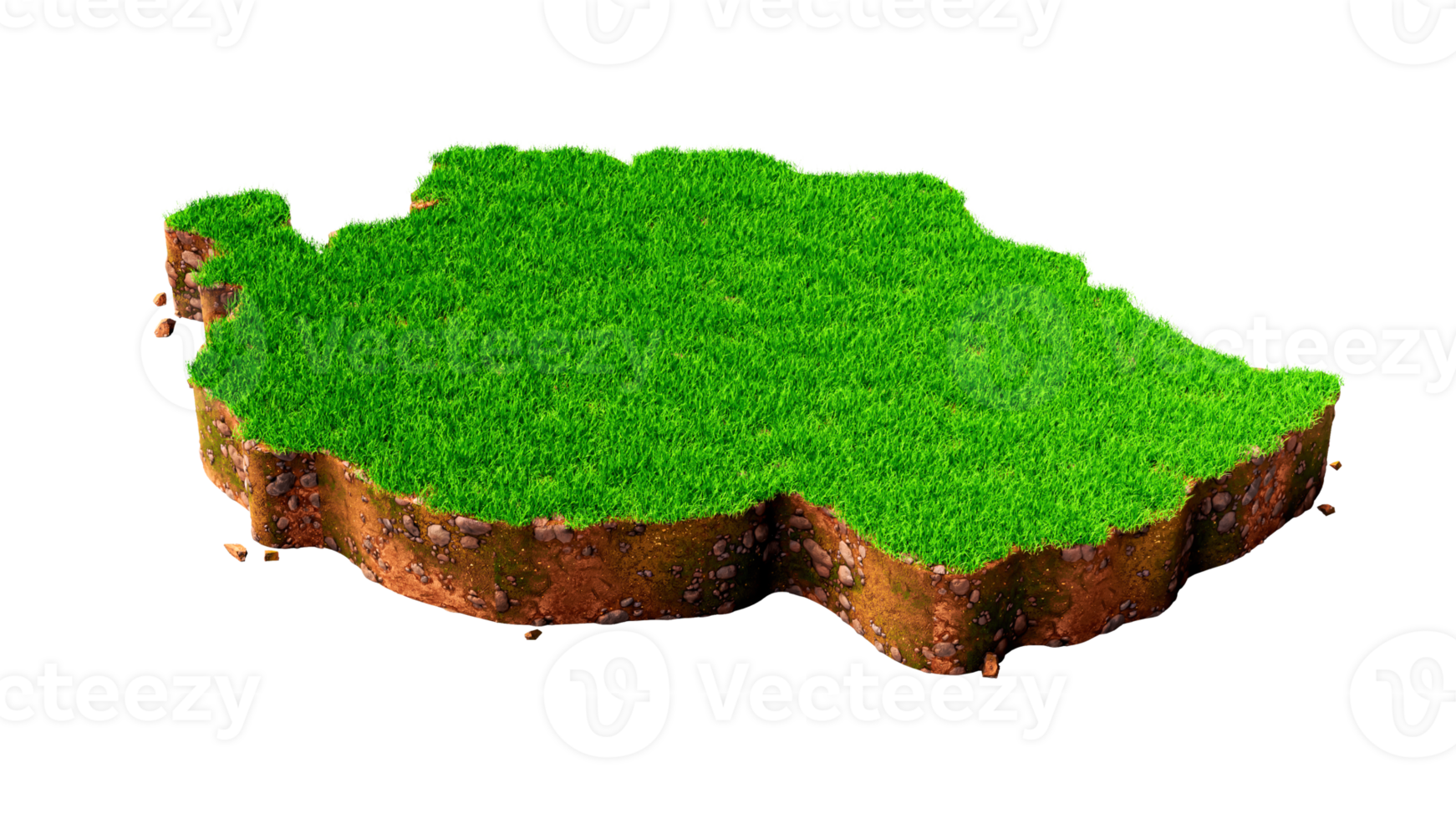 Tanzania Map Grass and ground texture 3d illustration png