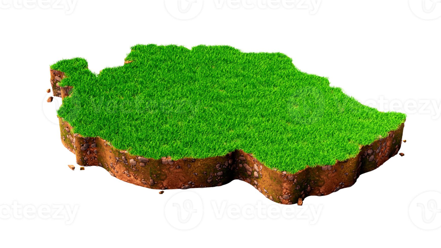 tanzania mapa hierba y tierra textura 3d ilustración png