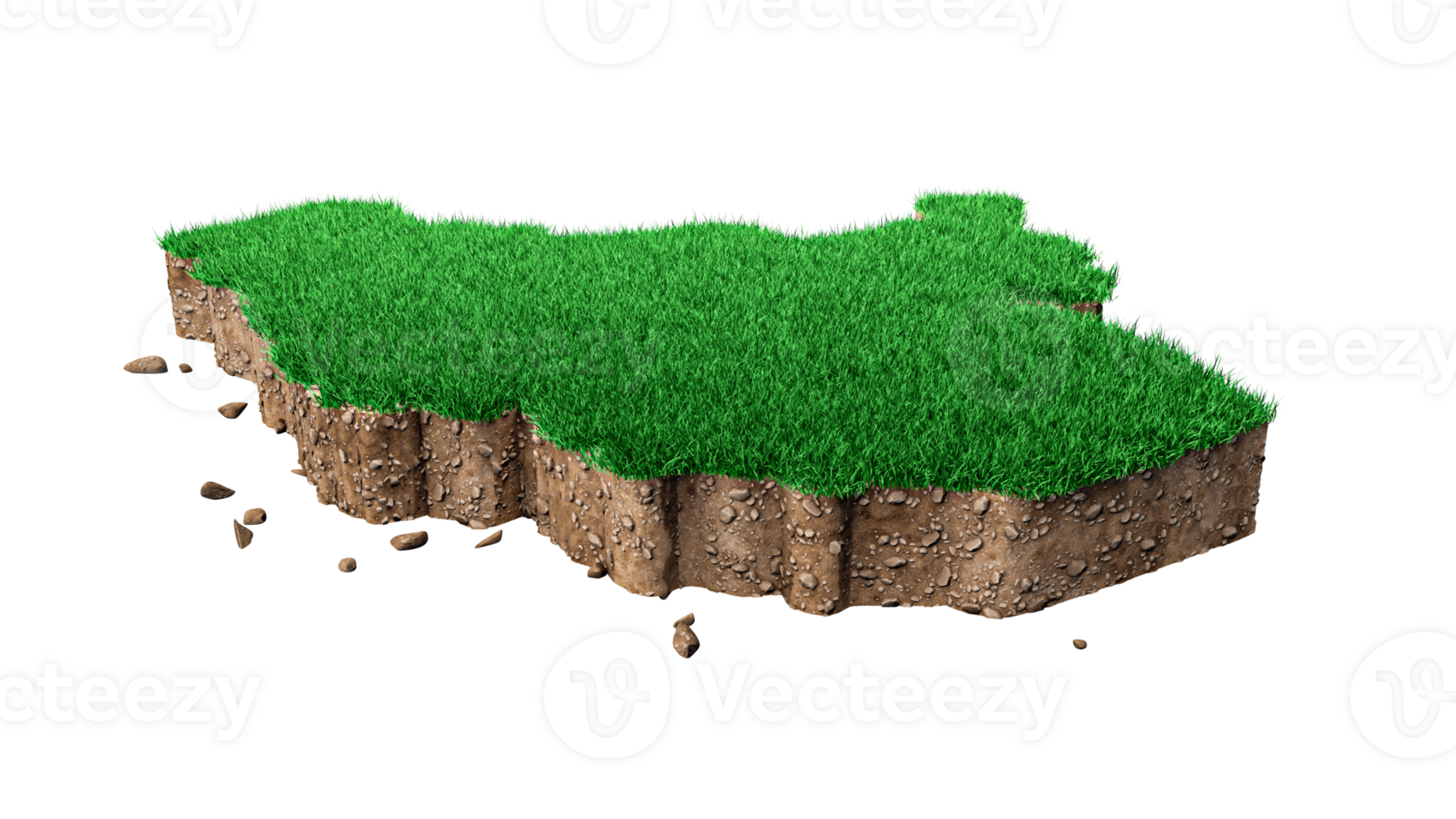 South Sudan Map Grass and ground texture 3d illustration png