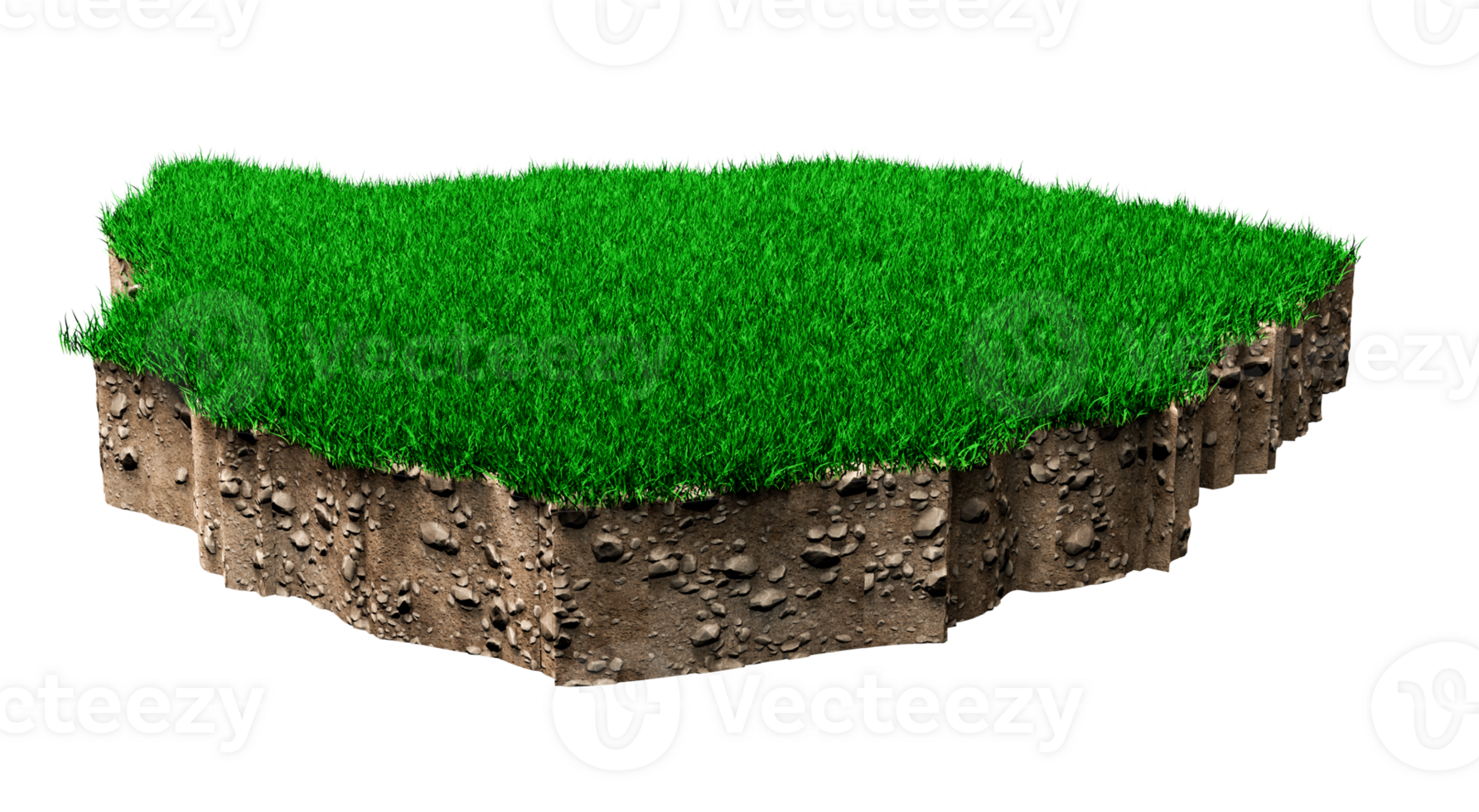 zimbabwe mapa solo geologia terra seção transversal com grama verde e textura do solo de rocha ilustração 3d png