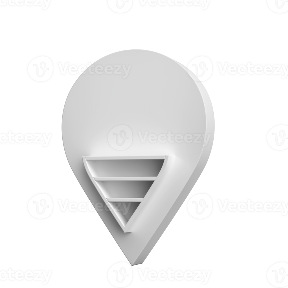 White Map pointer 3d pin Location symbol 3d illustration png