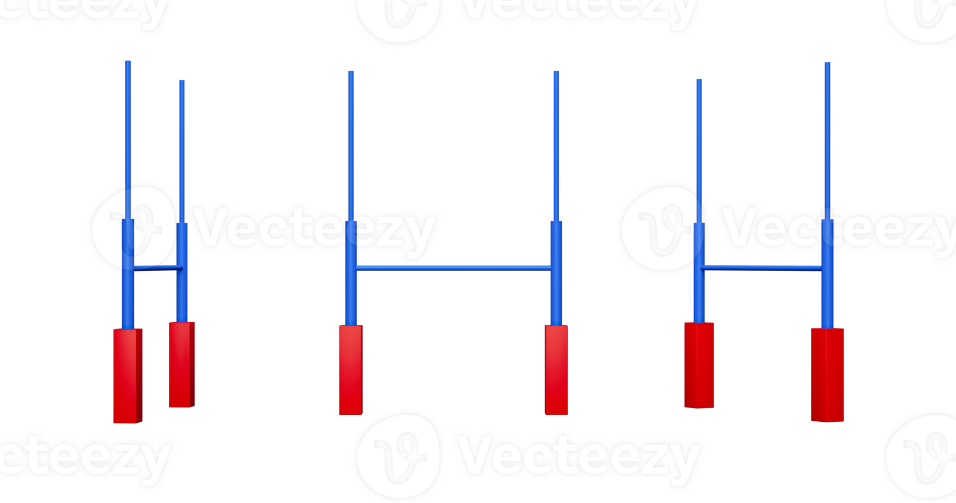 Isolated Rugby posts with Blue padding American football goal post 3d illustration png
