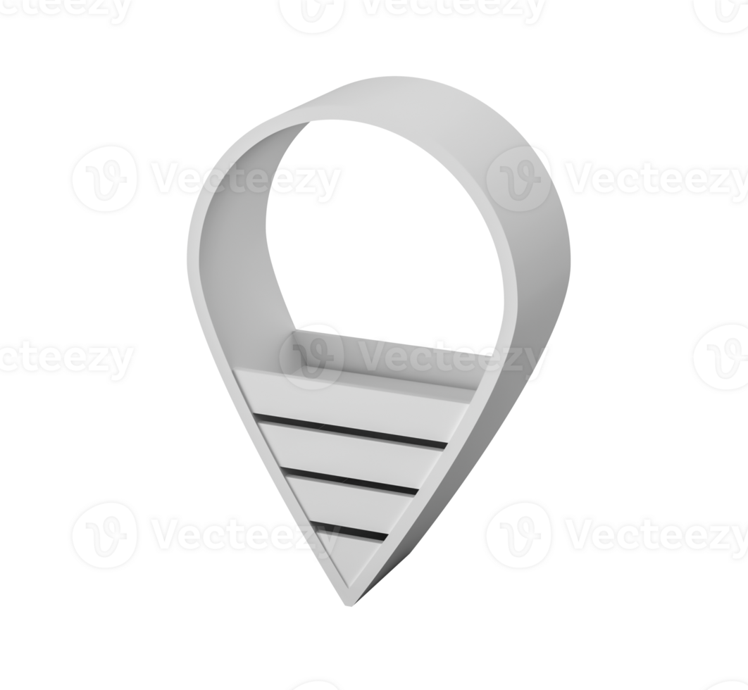 3D shop Cart with map pin. 3d illustration png