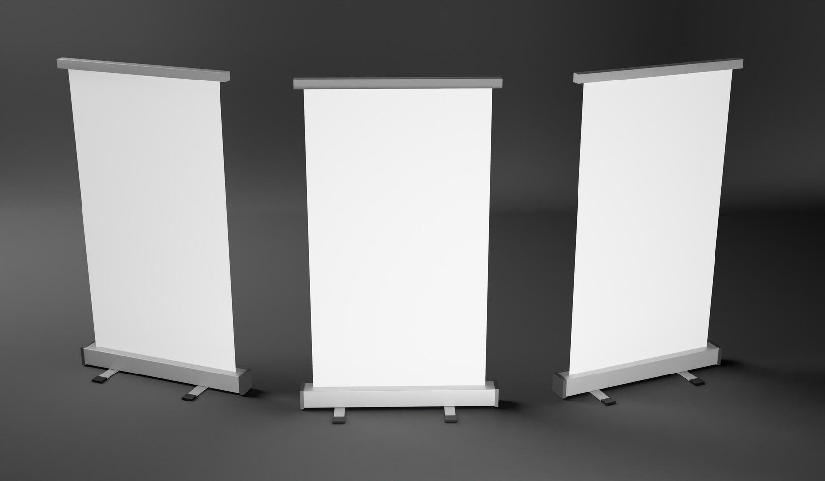 Blank roll up banner stand display. 3d render illustration photo