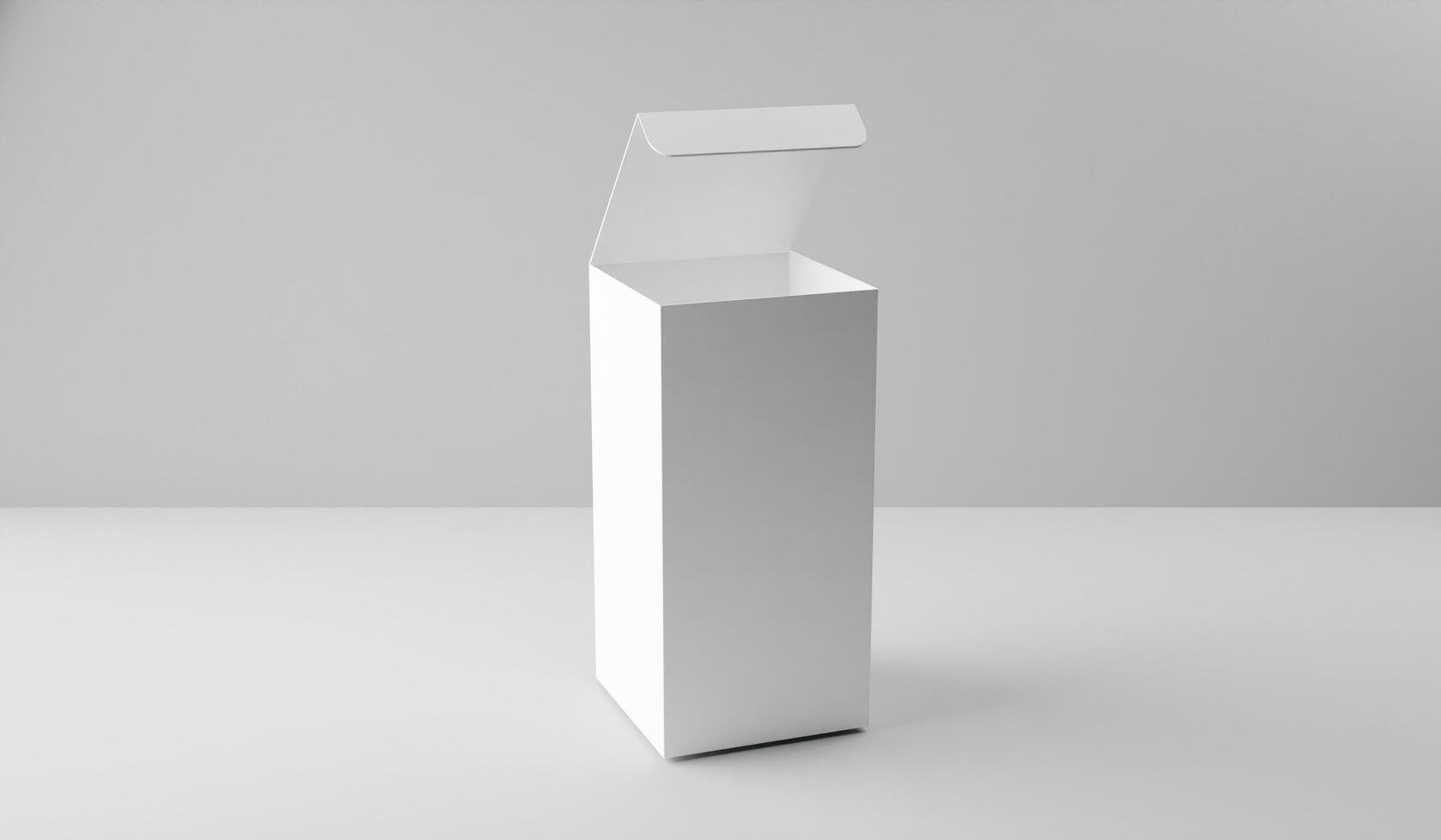 Blank white box mockup on white background, 3d rendering photo