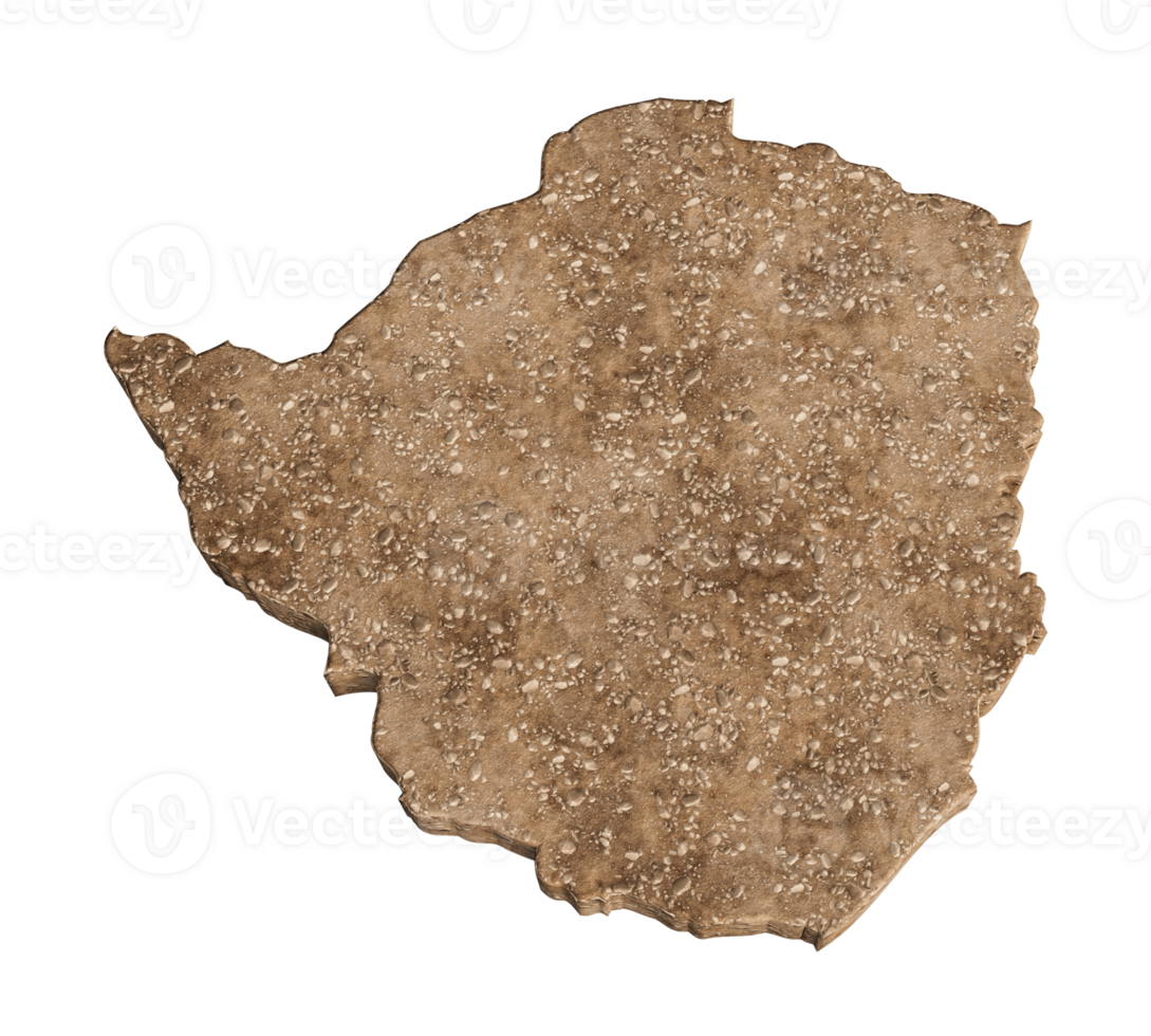 Zimbabwe map soil land geology cross section Rock ground texture 3d illustration png