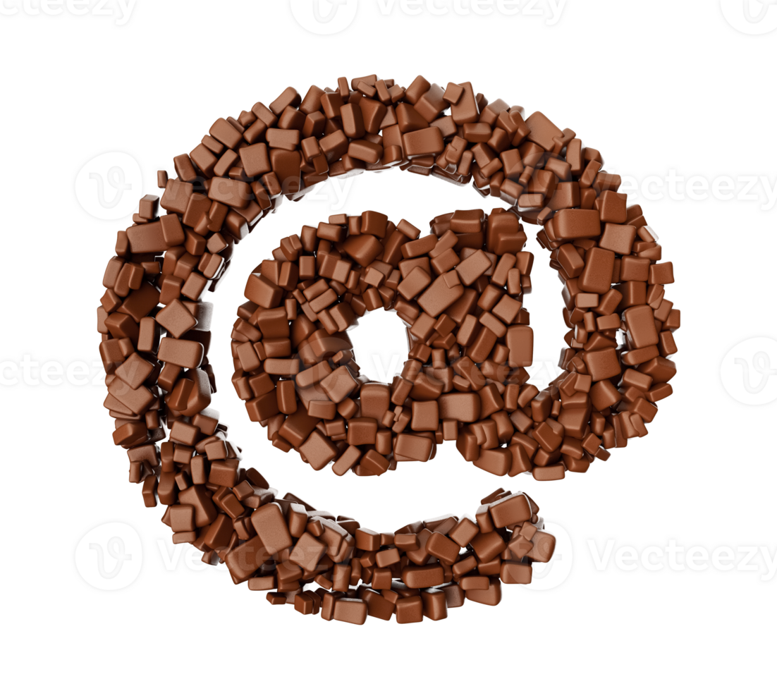 med hastigheten teckensymbol gjord av chokladbitar chokladbitar alfabetbokstav 3d-illustration png