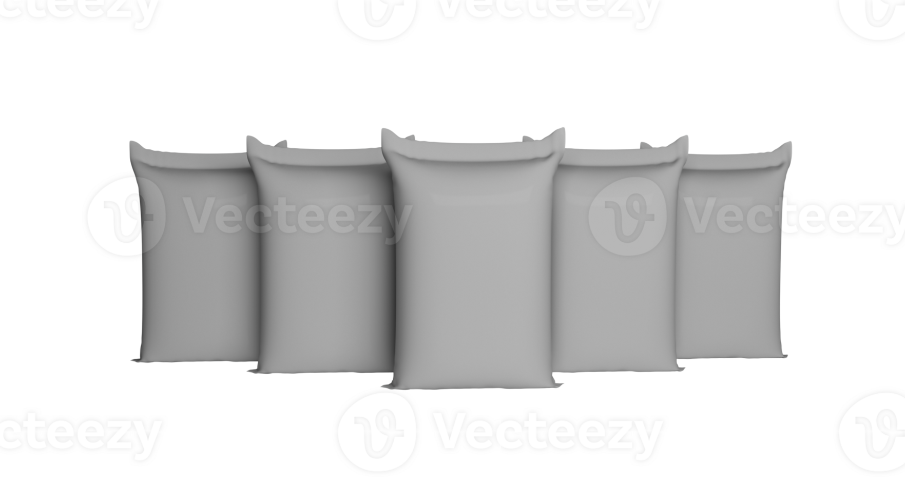 White bags or sacks isolated. Mockup for design 3d Illustration png