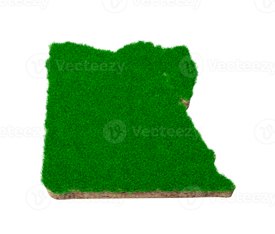 Egypt Map ss section with green grass and Rock ground texture 3d illustrationoil land geology cros png