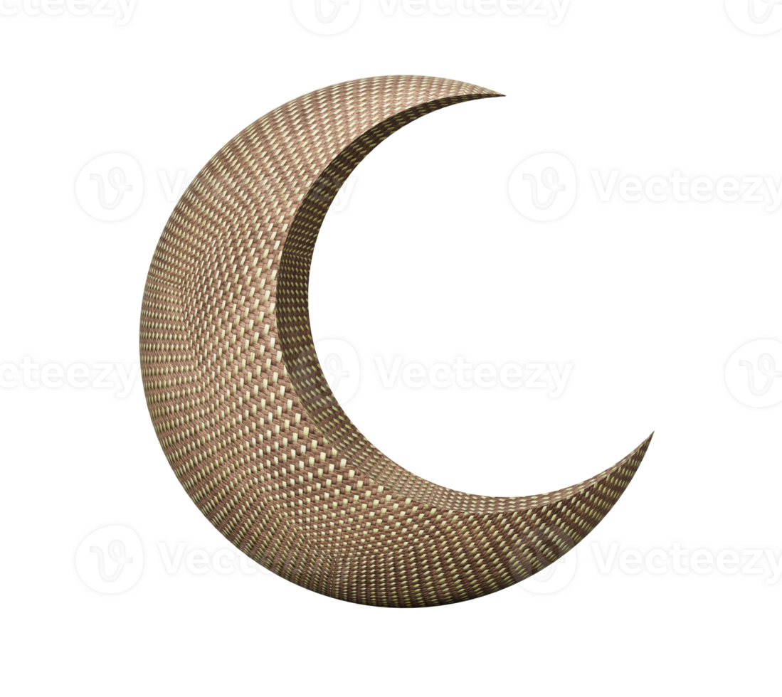 Crescent Moon made with cloth texture 3d illustration png