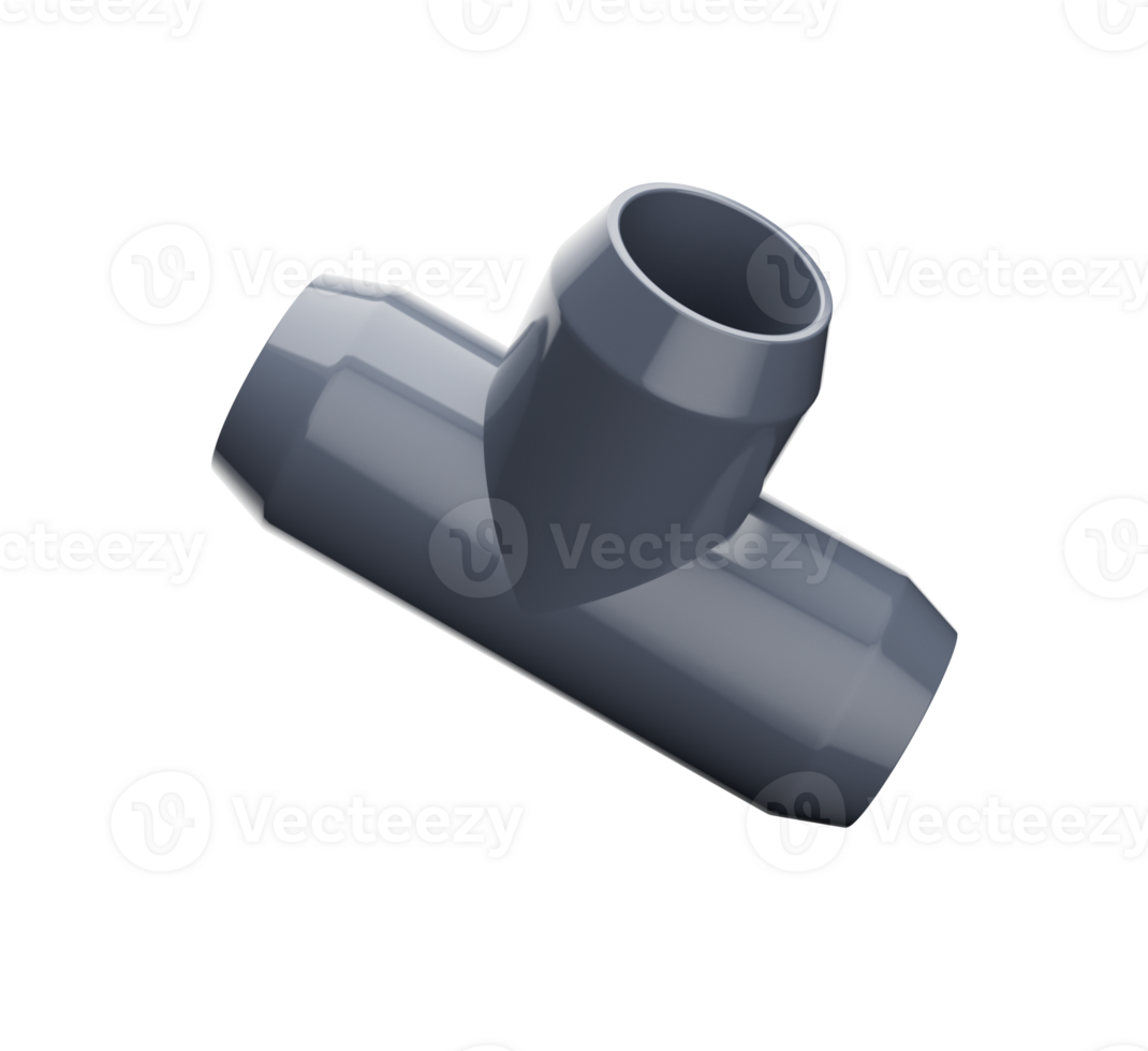 Three-way PVC pipe joints, pipe for water 3d illustration png