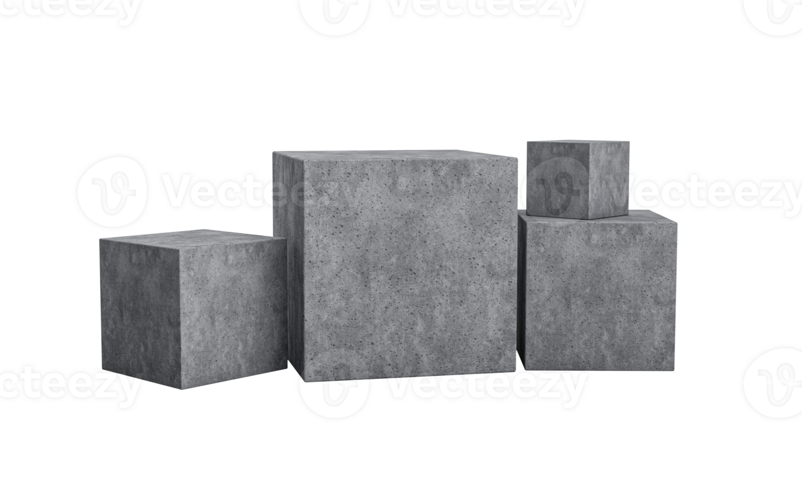 Modern abstract empty concrete room with Four podiums in the center, product presentation template 3D illustration png