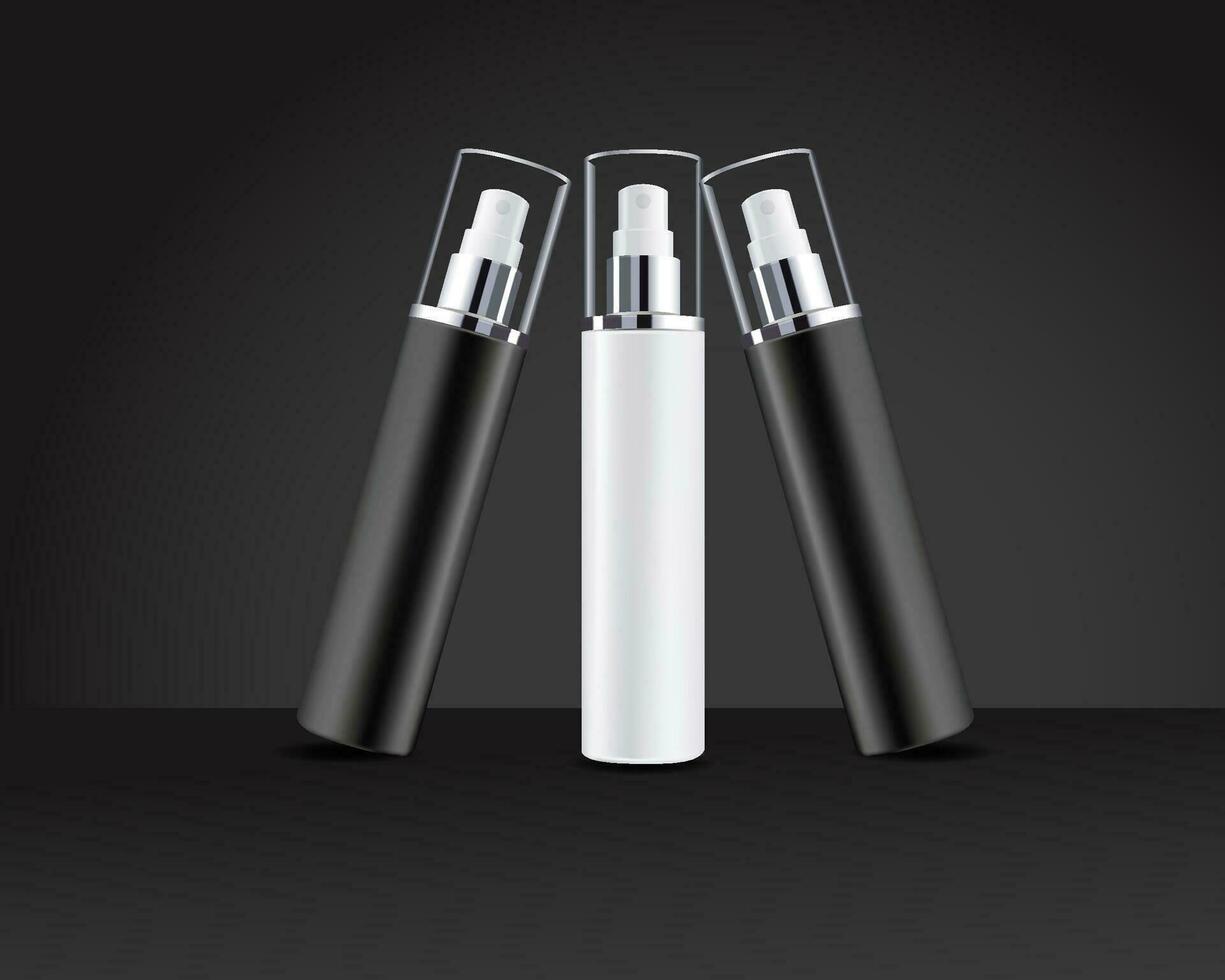 set of black and white cosmetic mock on  background vector