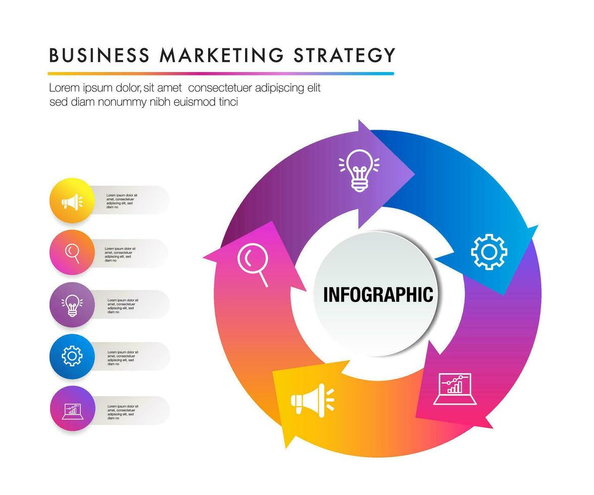 infografía modelo 6 pasos estrategia plan líneas de tiempo vector