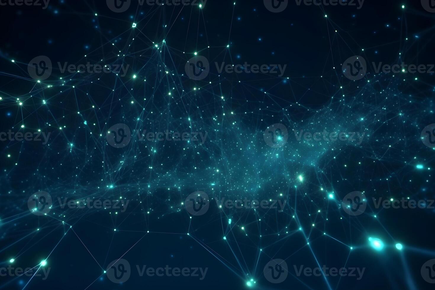 Blue abstract background with a network grid and particles connected background. photo