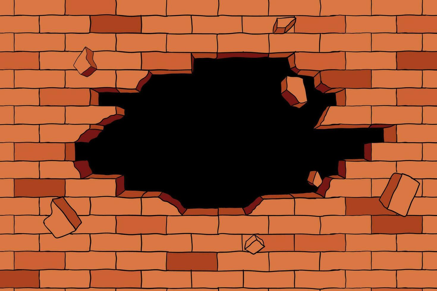 hole in brick wall vector