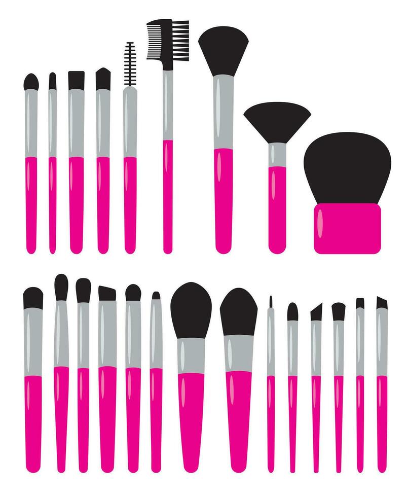 Makeup brush set vector