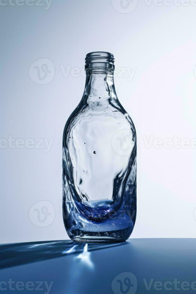 vacío vaso botella con agua gotas foto