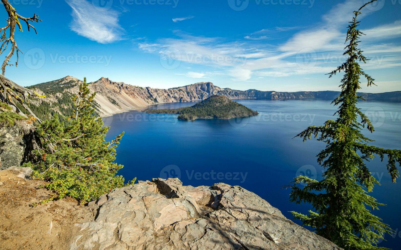 Sunny morning at Crater Lake, Oregon photo