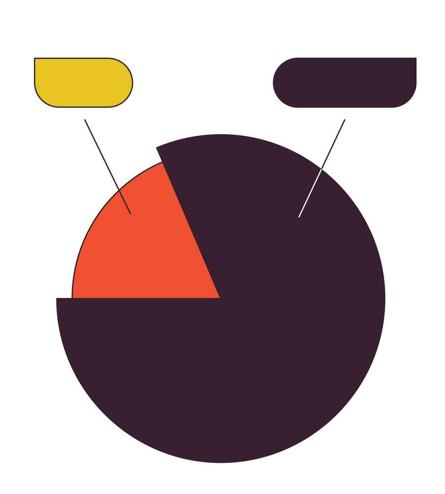 tarta gráfico con etiquetas plano línea color aislado vector objeto. reporte tarta cuadro. presentación. editable acortar Arte imagen en blanco antecedentes. sencillo contorno dibujos animados Mancha ilustración para web diseño