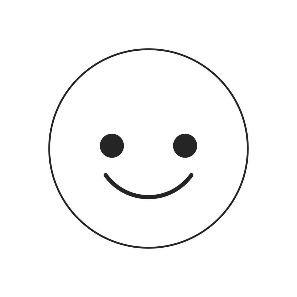 Positive smiling emoticon flat monochrome isolated vector object. Editable black and white line art drawing. Simple outline spot illustration for web graphic design