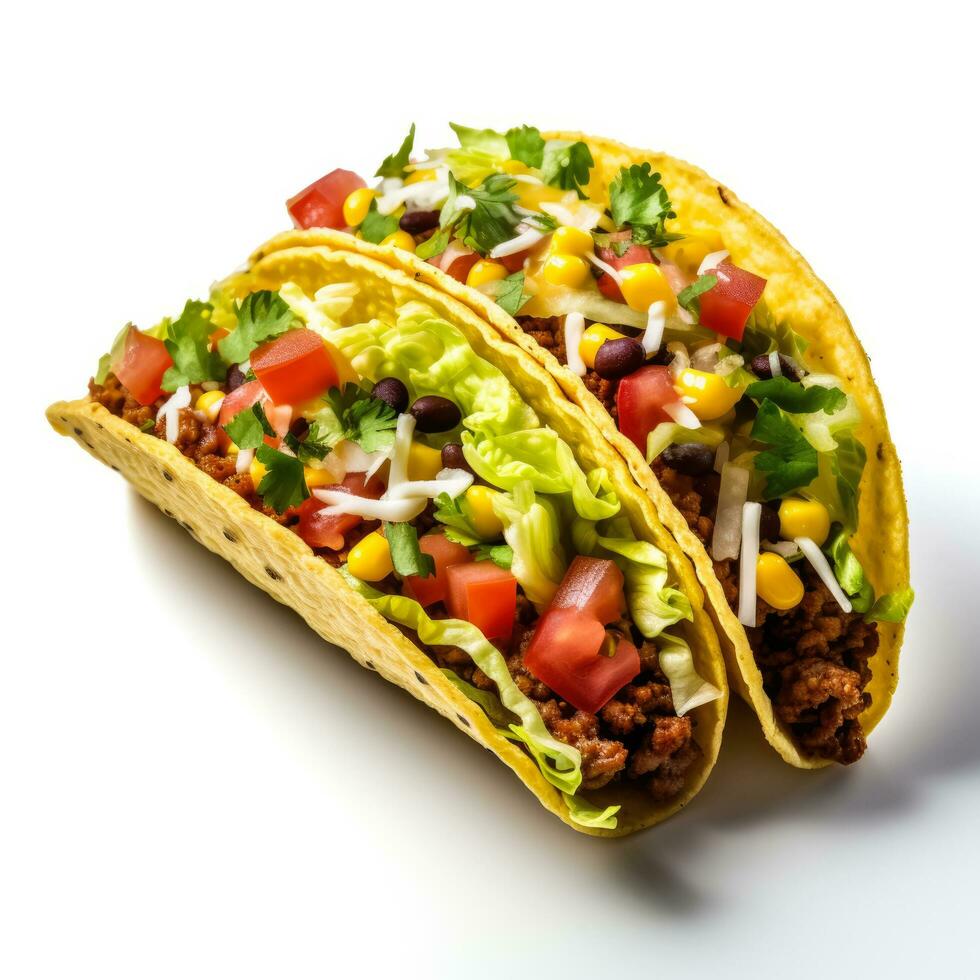 Mexican taco in a colorful sombrero shape isolated on white background photo