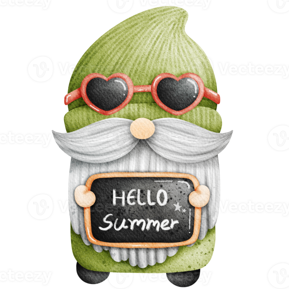 Hello summer with Gnome illustration png