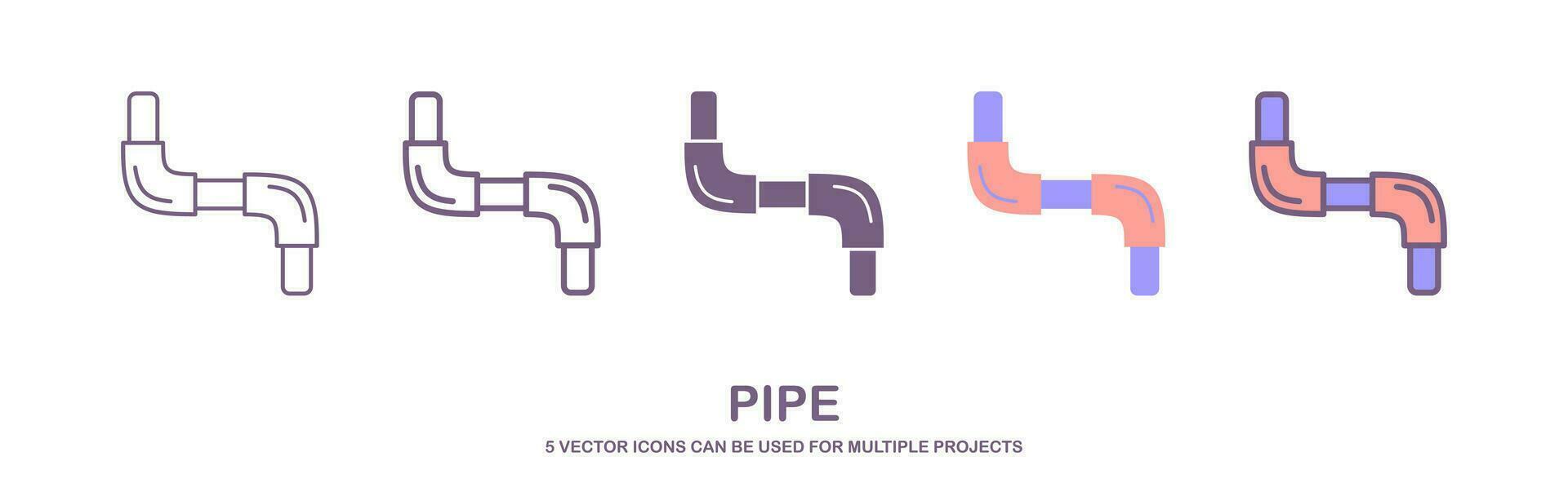 Pipe Icon, Pipe Fitting Icon, Water, Gas, Oil Pipeline, Plumbing Work Vector Art Illustration. isolated on white background