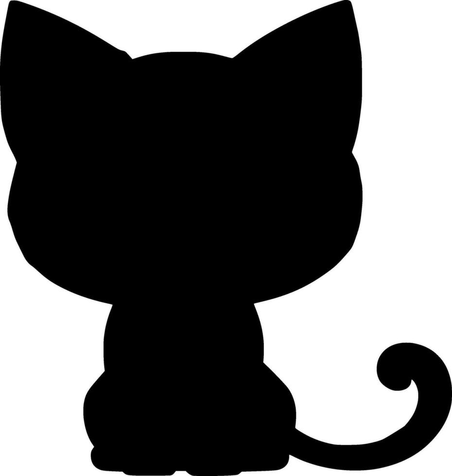 Vector icon black cat sitting. Silhouette of a cat isolated on a