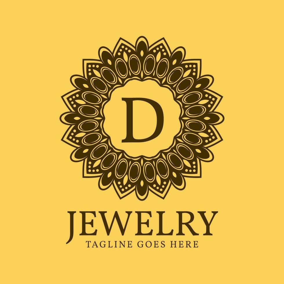 letter D circular vintage border initial vector logo design