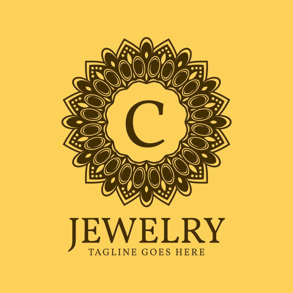 letter C circular vintage border initial vector logo design
