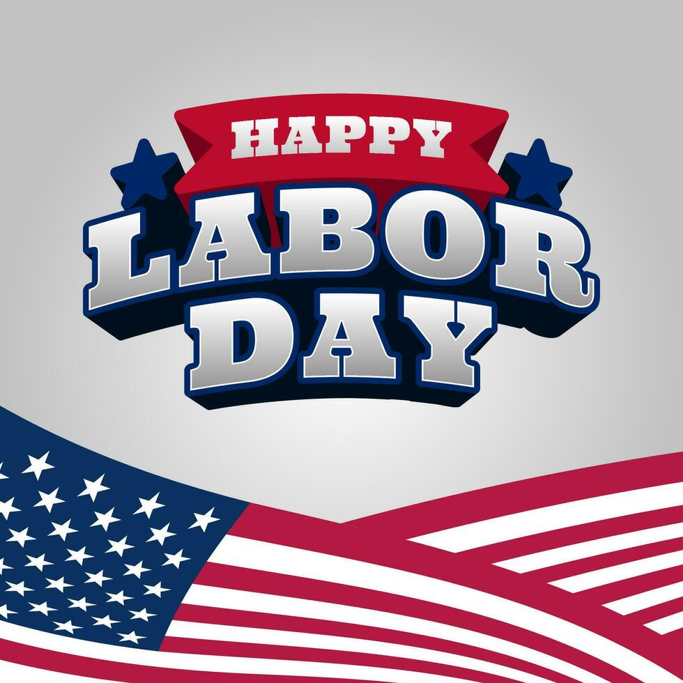 happy labor day typography american flag decoration for web or print vector design element