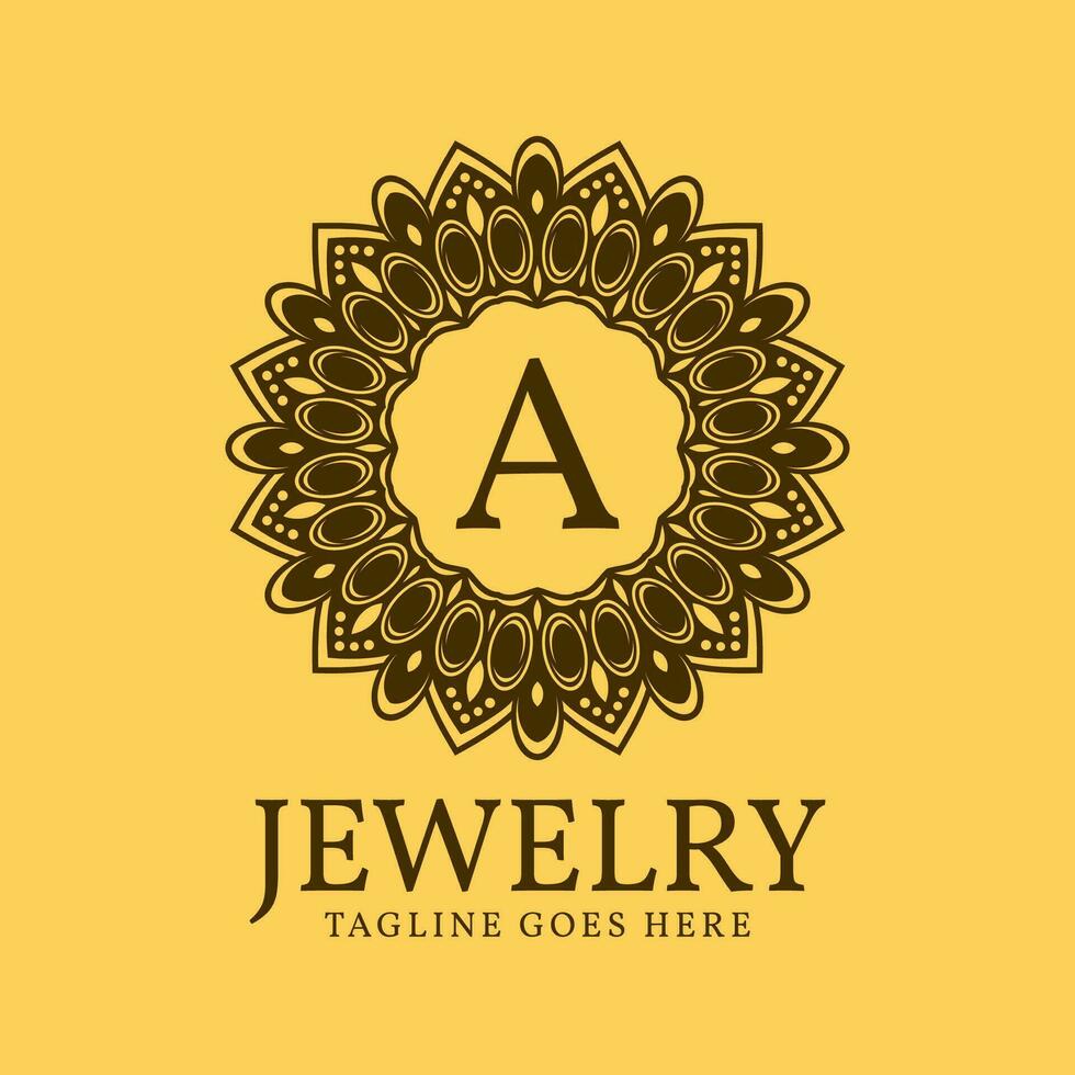 letter A circular vintage border initial vector logo design