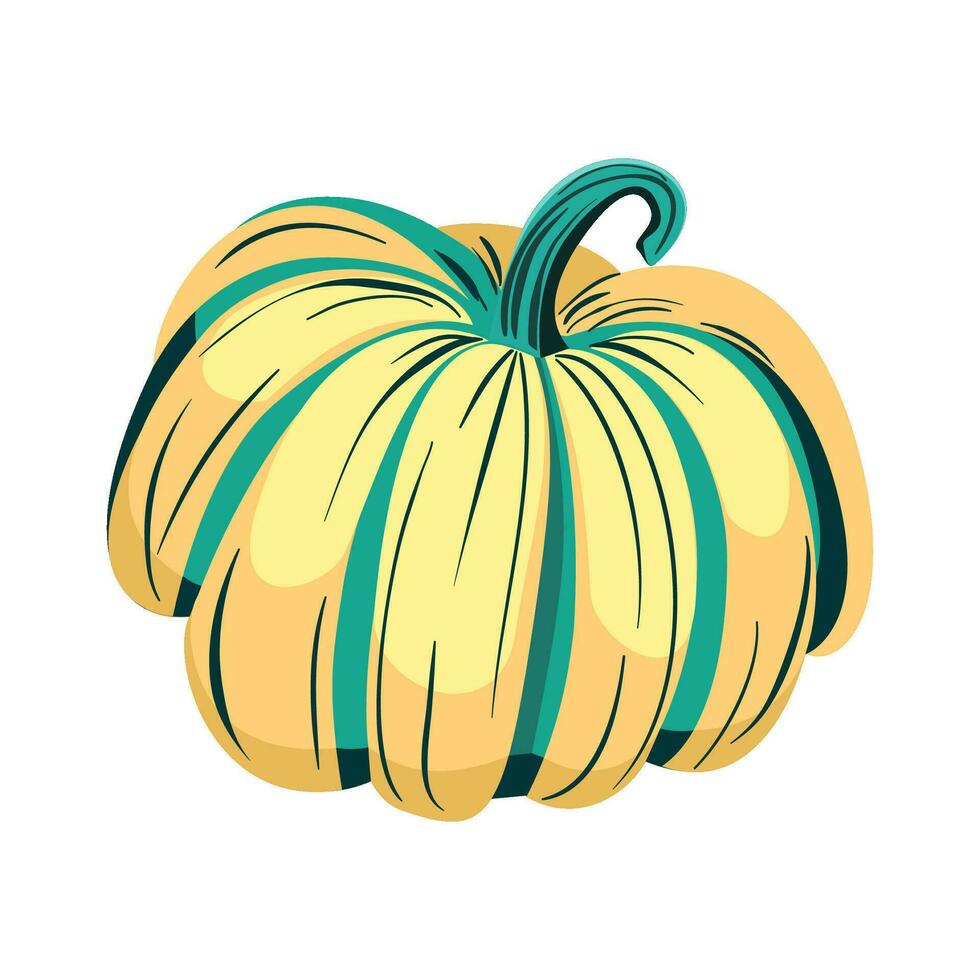 Pumpkin vegetable icon in flat technique vector