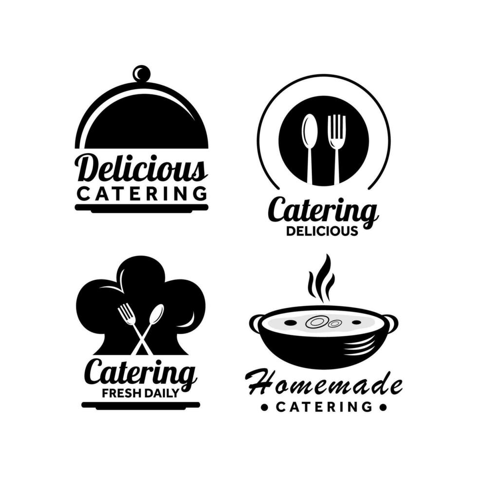 Pack of flat design catering logo template vector