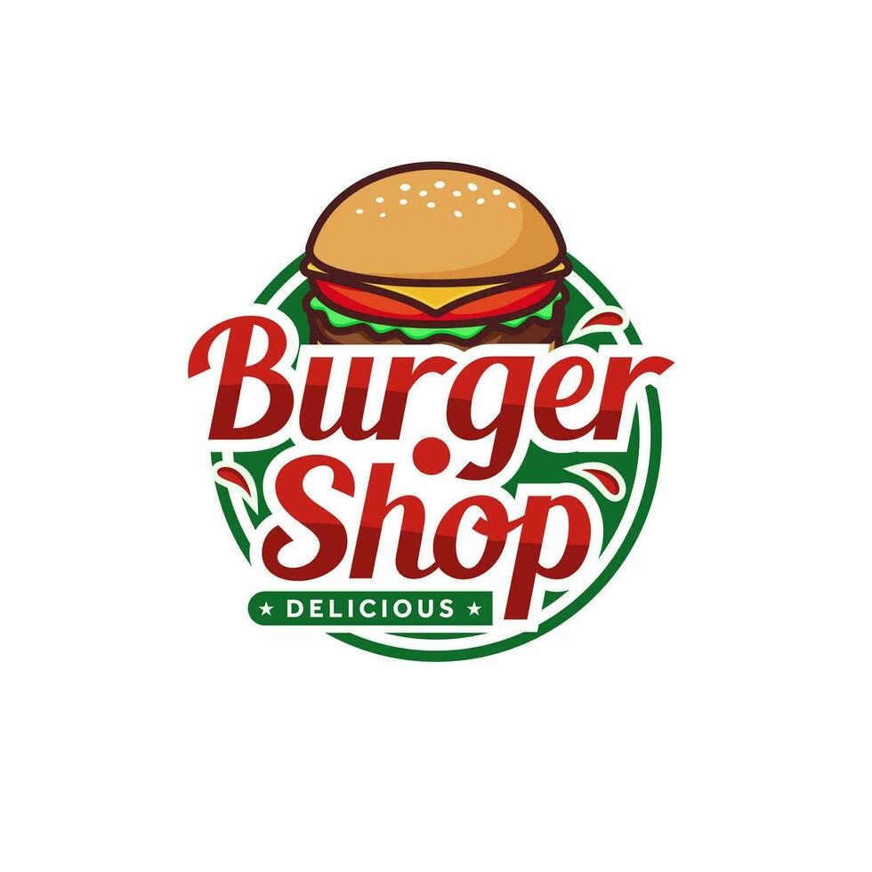 Burger logo shop vector art design template