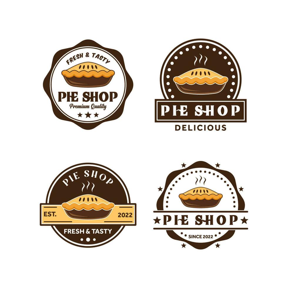 Pie icon logo set vector  bakery template