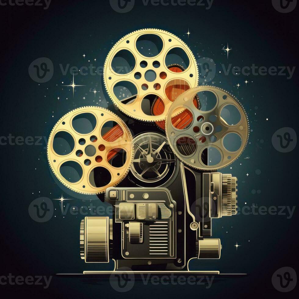 Cool retro movie projector poster photo