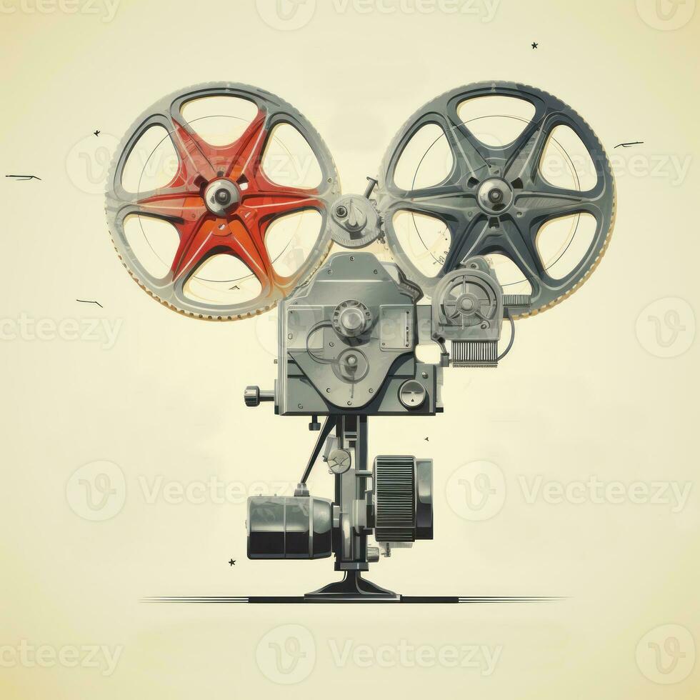 Cool retro movie projector poster photo