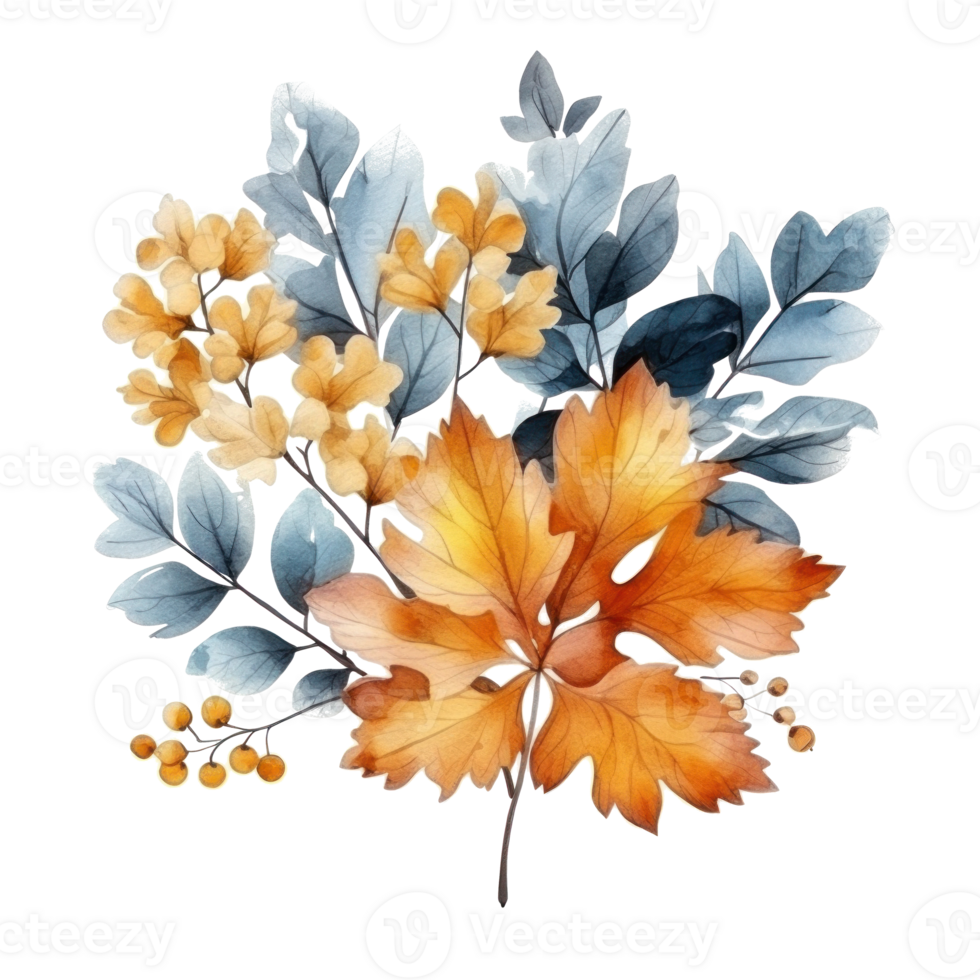 Watercolor colorful autumn bouquet isolated png