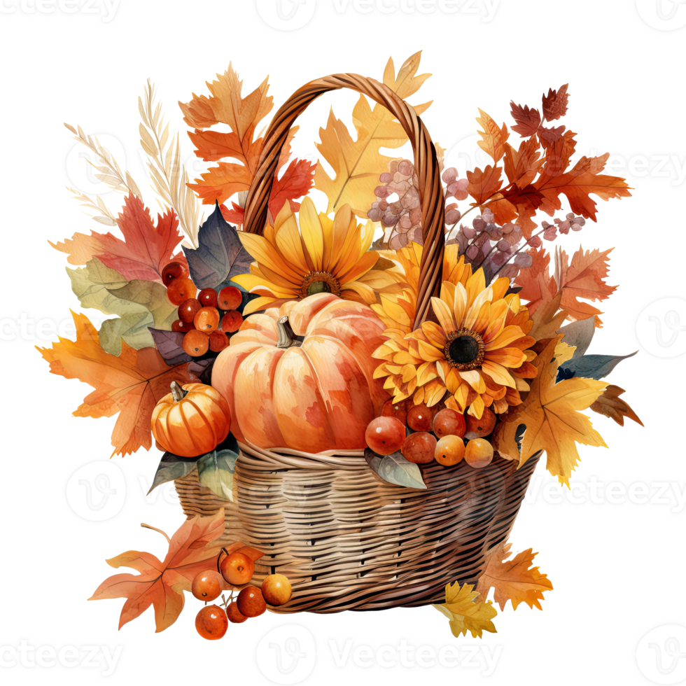 Watercolor colorful autumn bouquet isolated png