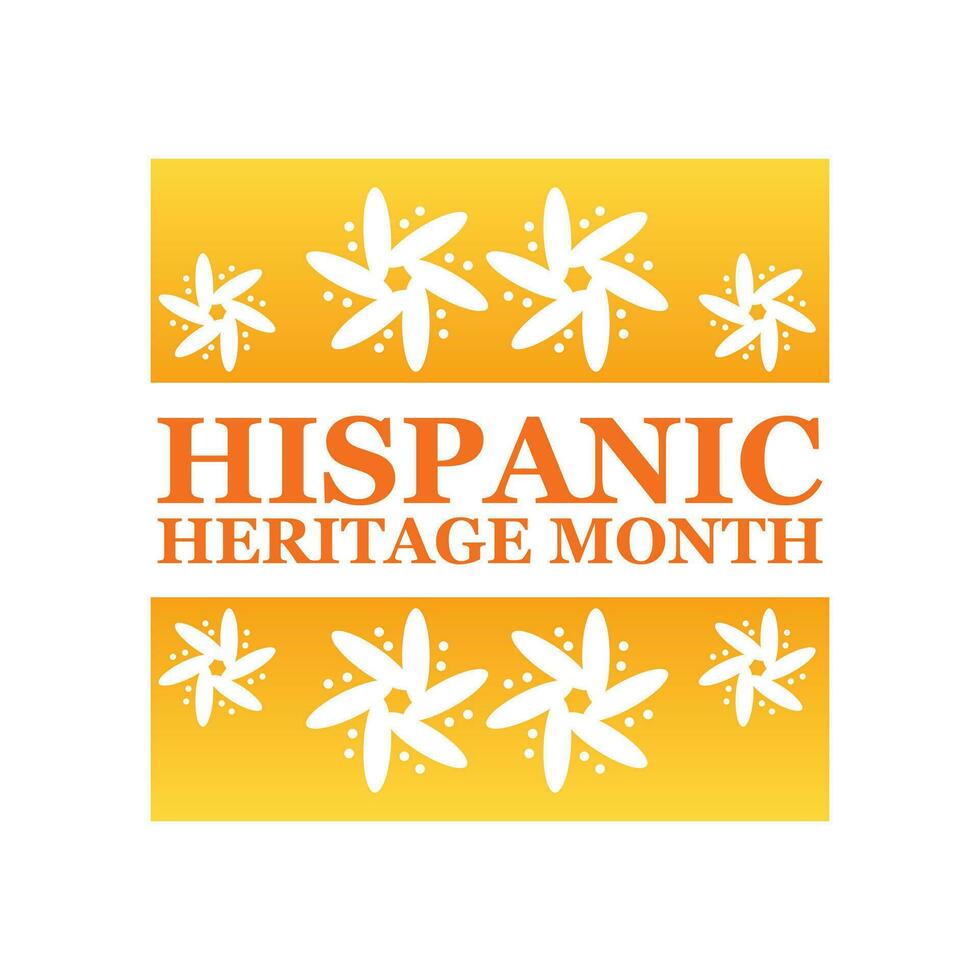 Hispanic,heritage month. Isolated header design element for promotional banner, orange emblem with floral element. vector