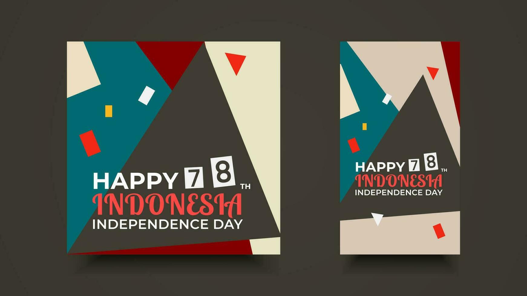 contento 78º indonesio independencia día. retro estilo resumen diseño para saludo, social medios de comunicación, fondo, bandera, tarjeta vector
