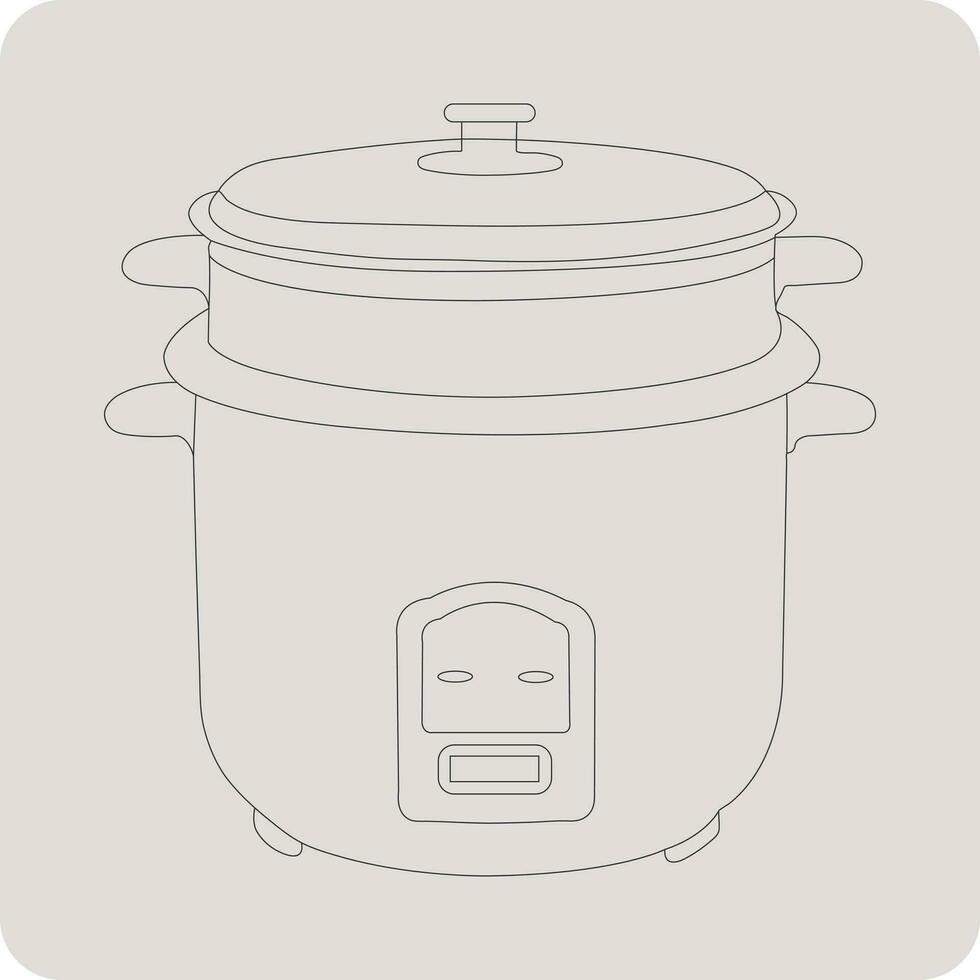 Electric Rice Cooker, Line art, vector illustration, eps10.